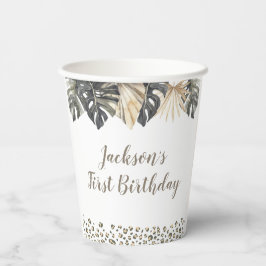 Boho Green Sage Wild One Birthday Paper Cup Pappbecher