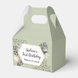 Boho Green Sage Wild One Birthday Party Geschenkschachtel