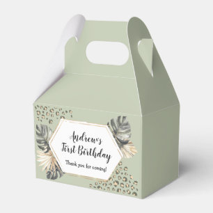 Boho Green Sage Wild One Birthday Party Geschenkschachtel