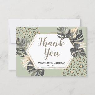 Boho Green Sage Wild One Danked Card Dankeskarte