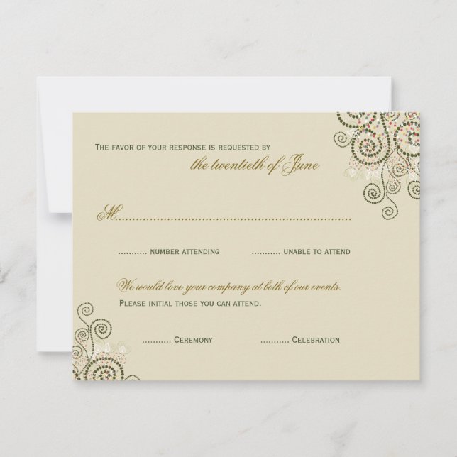 Boho Green Spirals Bar / Bat Mitzvah RSVP Card (Vorderseite)