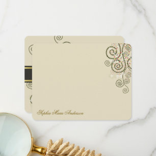 Boho Green Spirals Dots Decor Bat / Bar Mitzvah Dankeskarte