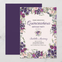 Boho Green Verlasse Lila Pink Floral Quinceañera
