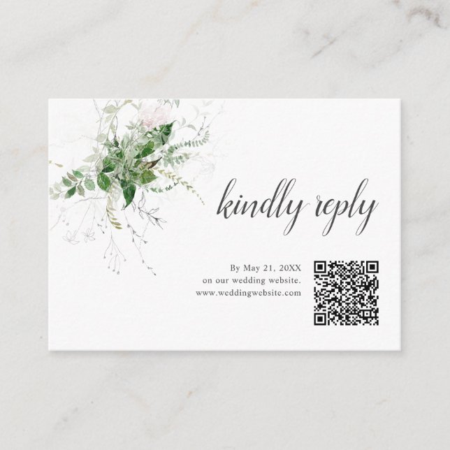 Boho Greenery Blätter Wedding Online UAWG Begleitkarte (Vorderseite)