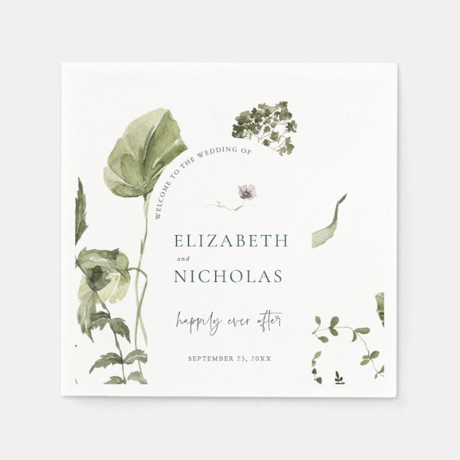 Boho Greenery Botanical Wedding Napkins Serviette (Vorderseite)