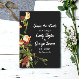 Boho Greenery Burgundy Rose Black Floral Wedding Save The Date