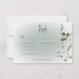 Boho Greenery Delicate Modern Wedding RSVP Karte