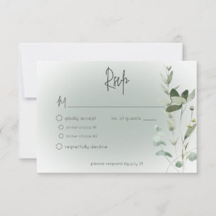 Boho Greenery Delicate Modern Wedding RSVP Karte