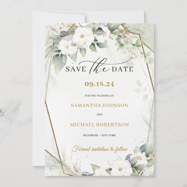 Boho Greenery eucalyptus Blume Save The Date (Vorderseite)