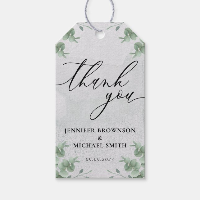 Boho Greenery Eucalyptus Botanische Liebe Vielen D Geschenkanhänger (Vorderseite)