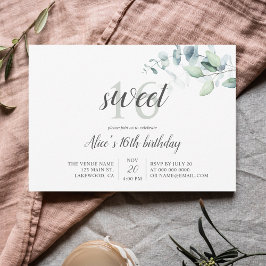 `Boho Greenery Eucalyptus Sweet 16 Einladung