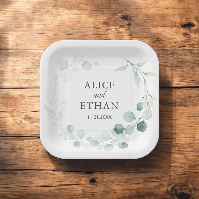 Boho Greenery Eucalyptus Wedding Pappteller (Von Creator hochgeladen)