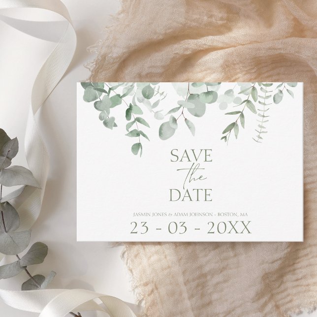 Boho Greenery Eucalyptus Wedding Save the Date (Von Creator hochgeladen)
