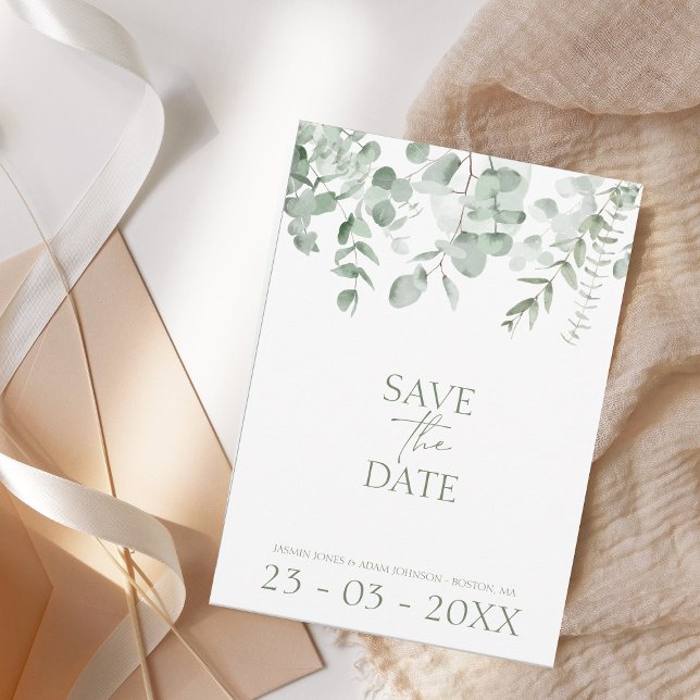 Boho Greenery Eucalyptus Wedding Save the Date (Von Creator hochgeladen)