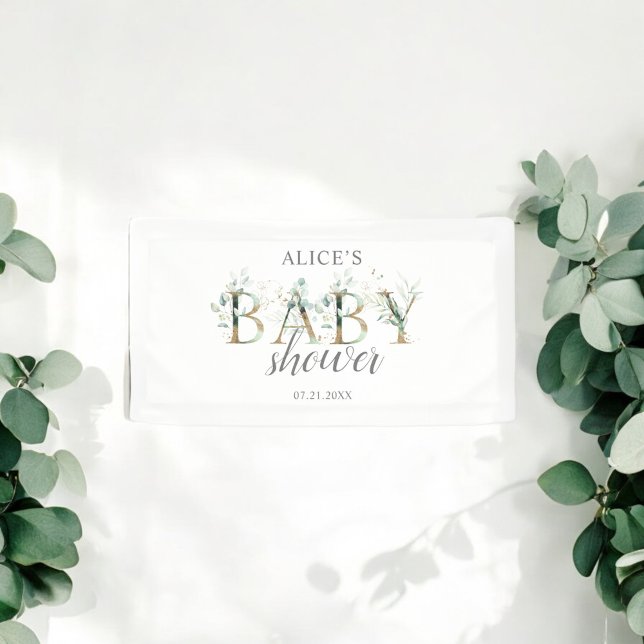 Boho Greenery Eucalyptus Welcome Baby Shower Banner (Von Creator hochgeladen)
