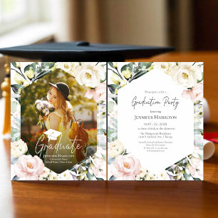 Boho Greenery Floral Frame Foto Graduation Party