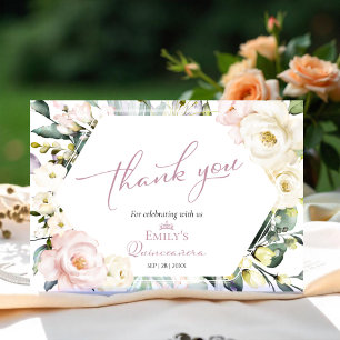 Boho Greenery Floral Quinceañera Vielen Dank Einladung