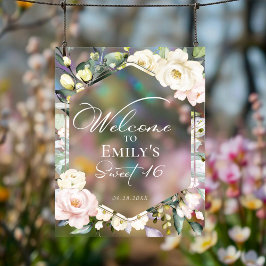 Boho Greenery Floral Sweet 16 Begrüßung Akryllisch Acrylschild