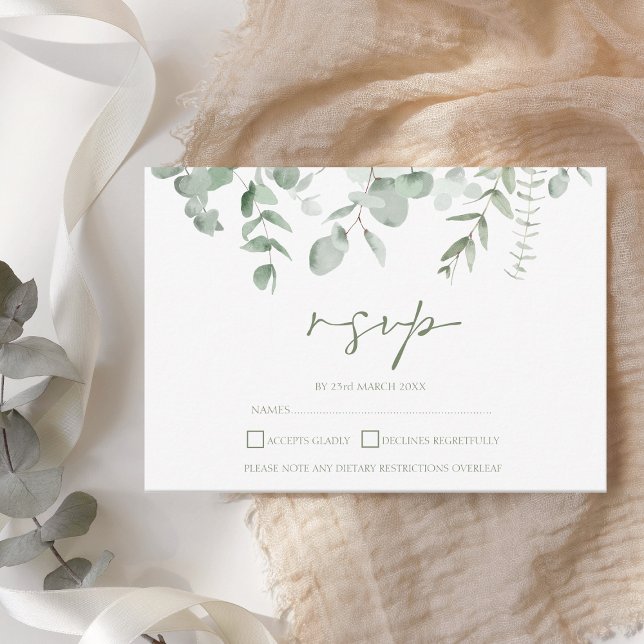 Boho Greenery Foliage Eucalyptus Wedding RSVP Karte (Von Creator hochgeladen)