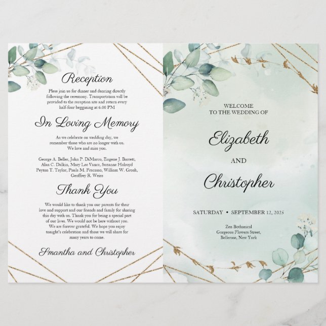Boho Greenery Foliage und Gold Geometric geflochte (Vorderseite)