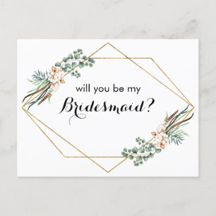 Boho Greenery Glitzer Bridesmaid Vorschlag Card Feiertagspostkarte