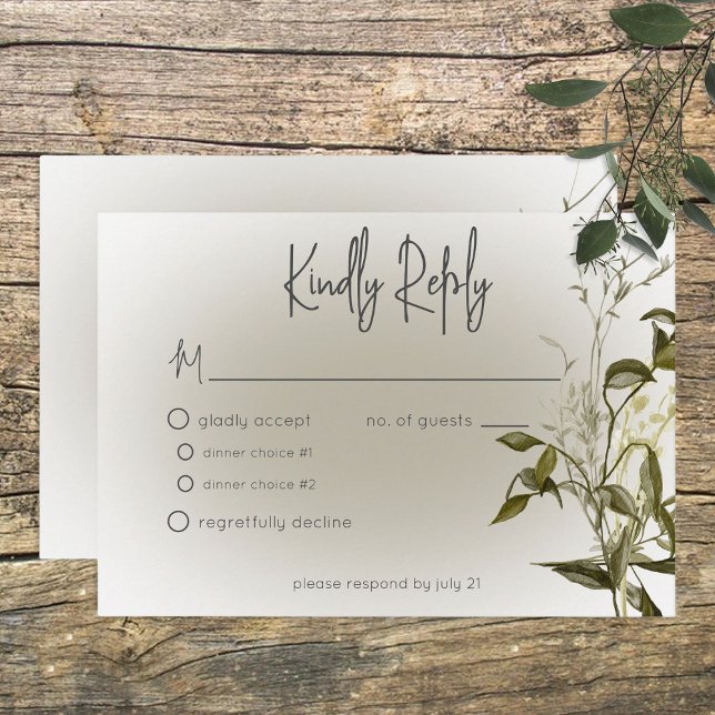 Boho Greenery Modern Response Card RSVP Karte (Von Creator hochgeladen)
