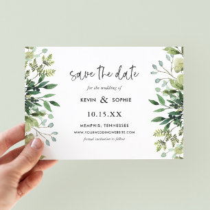 Boho Greenery Modern Save the Date Cards