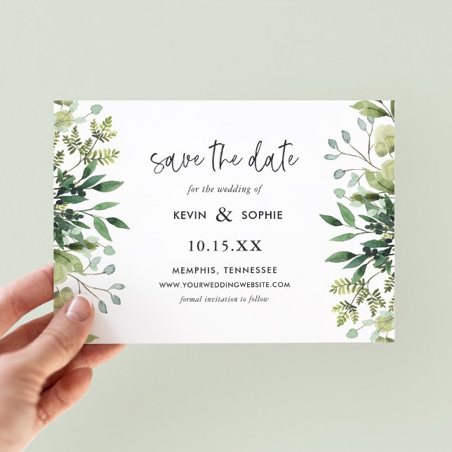 Boho Greenery Modern Save the Date Cards (Von Creator hochgeladen)