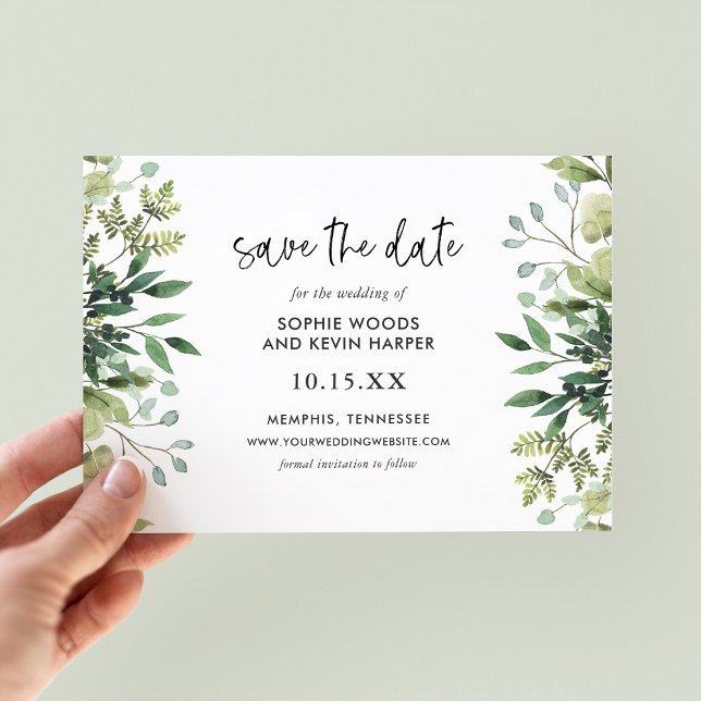 Boho Greenery Modern Save the Date Cards (Von Creator hochgeladen)