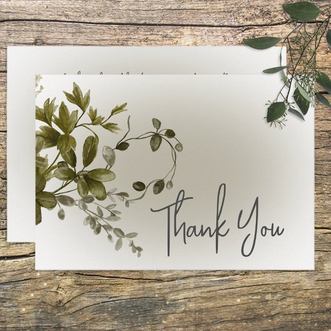 Boho Greenery Modern Wedding Vielen Dank Dankeskarte (Von Creator hochgeladen)