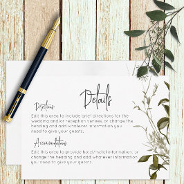 Boho Greenery Moderne Blumendetails Hochzeit Begleitkarte