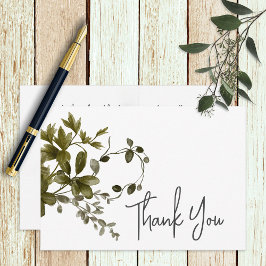 Boho Greenery Moderne Blumenhochzeit Dankeskarte