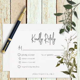 Boho Greenery Moderne Blumenhochzeit RSVP Karte