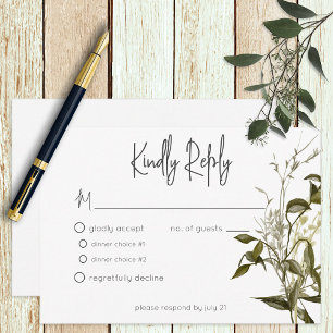Boho Greenery Moderne Blumenhochzeit RSVP Karte