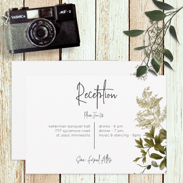 Boho Greenery Moderner Empfang Hochzeit Begleitkarte (Von Creator hochgeladen)