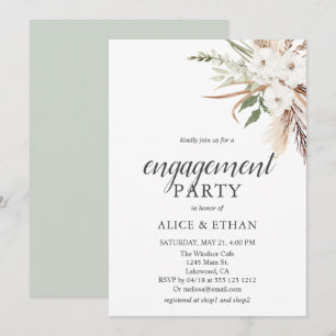 Boho Greenery Pampa Grass Engagement Party Einladu Einladung