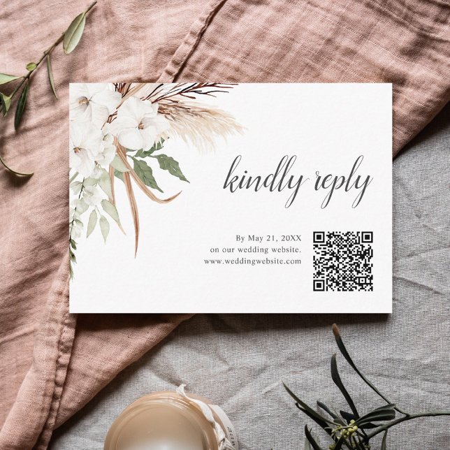 Boho Greenery Pampa Grass Wedding Online UAWG Begleitkarte (Von Creator hochgeladen)