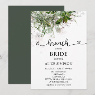 Boho Greenery Script Heart Brunch Brautparty Einladung