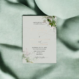 Boho Greenery Script Wedding Foil Einladung