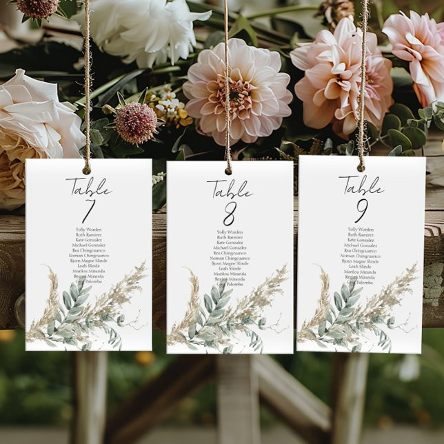 Boho greenery table number seating chart cards (Von Creator hochgeladen)