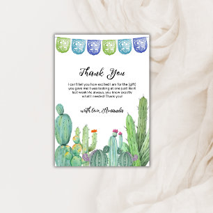 Boho Greenery Taco Fiesta Cactus Baby Shower Dankeskarte