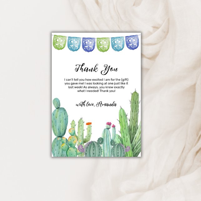 Boho Greenery Taco Fiesta Cactus Baby Shower Dankeskarte (Boho Greenery Taco Fiesta Cactus Baby Shower Thank You Card)