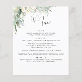 Boho Greenery und Eucalyptus Blätter Wedding Menu Flyer