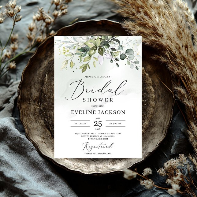Boho Greenery und Gold Bridal Dusche Einladung (Boho Greenery and Gold Bridal Shower Invitation)