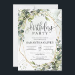 Boho Greenery verlasse geometrische Geburtstagspar Einladung<br><div class="desc">Boho grüne Blätter goldene geometrische Geburtstagsfeier Einladung,  Kontaktieren Sie mich für passende Artikel oder für die Anpassung,  Blush-Rose ©</div>