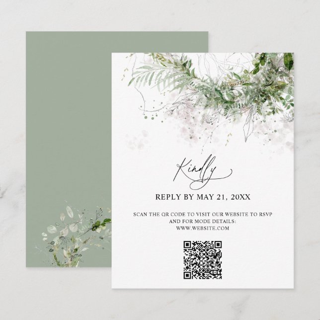 Boho Greenery Wedding Online UAWG Begleitkarte (Vorne/Hinten)