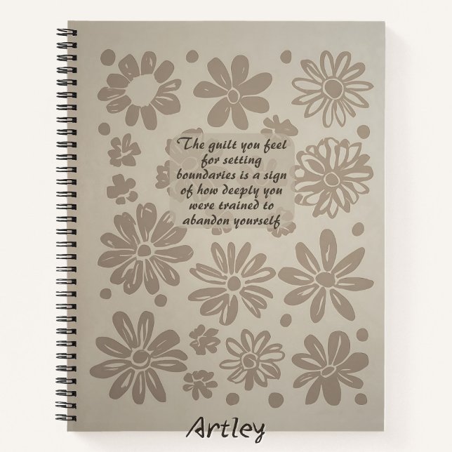 Boho Grey Floral Briefmarke Custom Quote Journal Notizbuch (Von Creator hochgeladen)