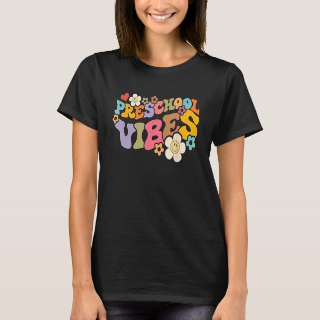 Boho Groovy Back to School Preschool Vibes Teacher T-Shirt (Vorderseite)