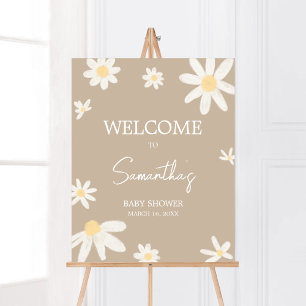 Boho Groovy Daisy Baby Dusche Willkommen Poster