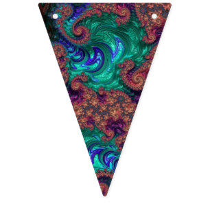 Boho Groovy Farbige Juwel-Ton Abstractes Fraktal Wimpelkette